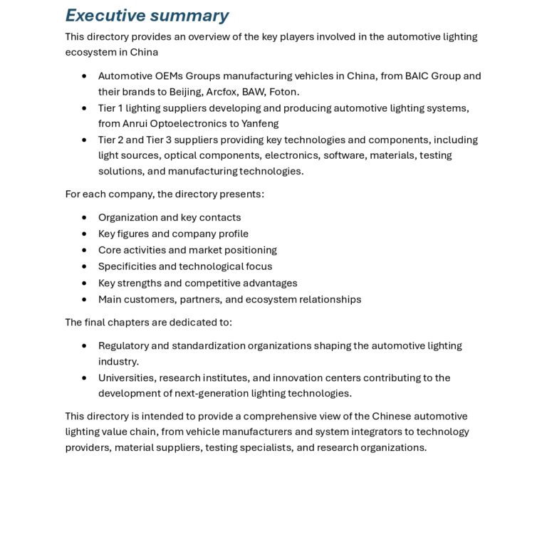 Exucutive Summary Directory Chinese