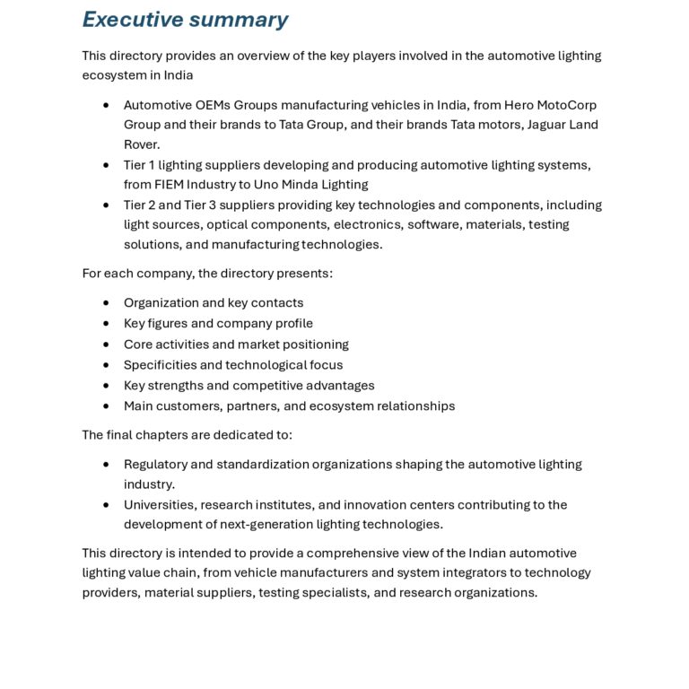 Exucutive Summary Directory Indian